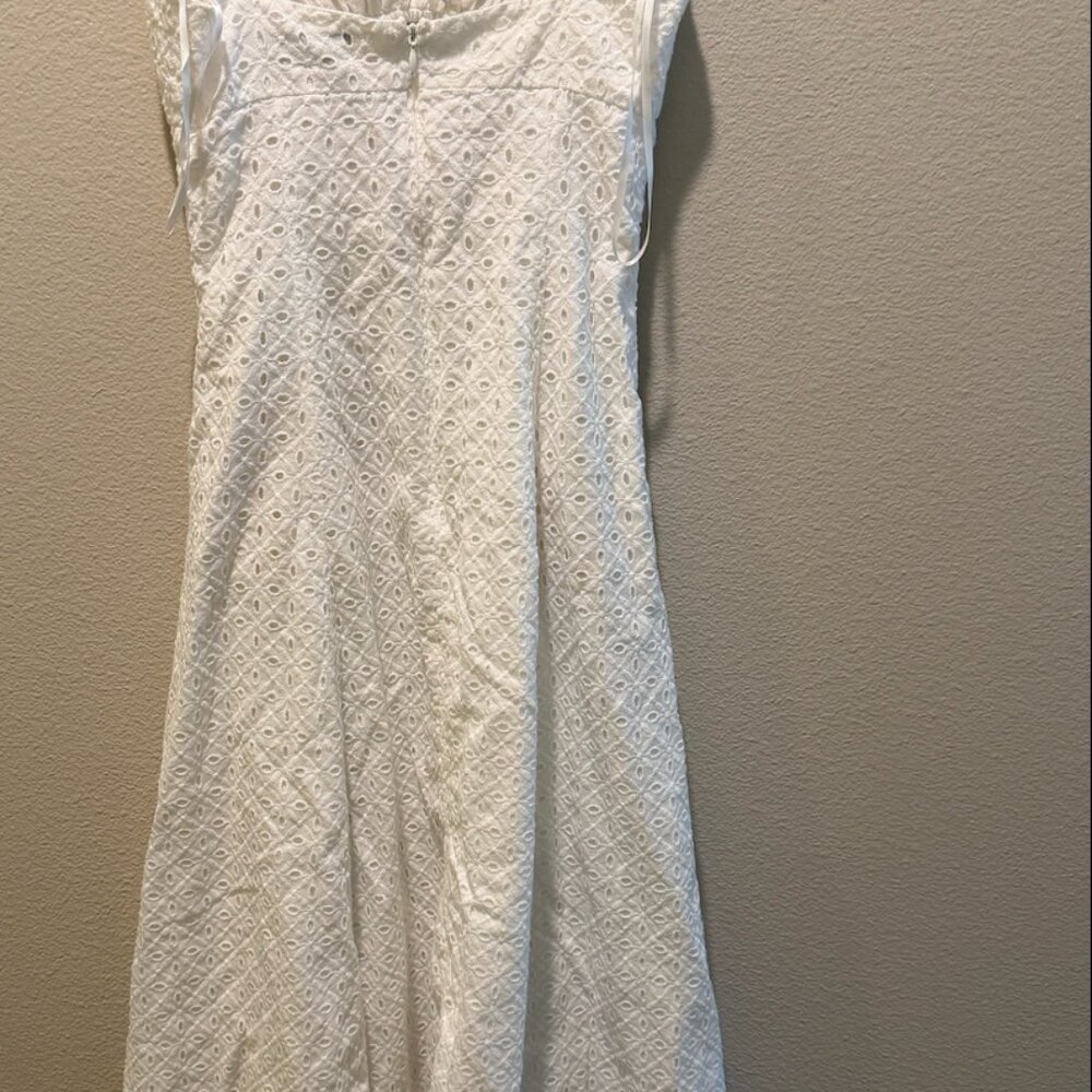 white midi A line spring dress with pockets S - Picture 5 of 5